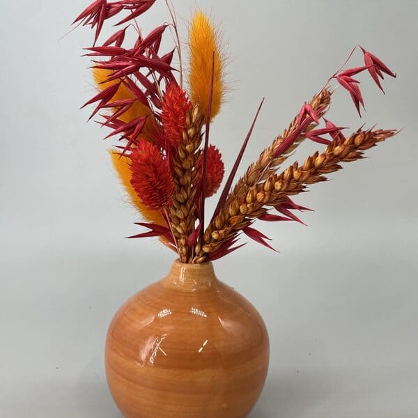 Mini bouteille pumkin orange et fleurs séchées